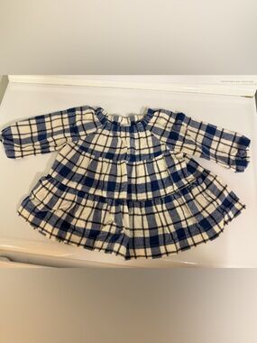 Hanna Andersson Blue and White Plaid Ruffle Dress
